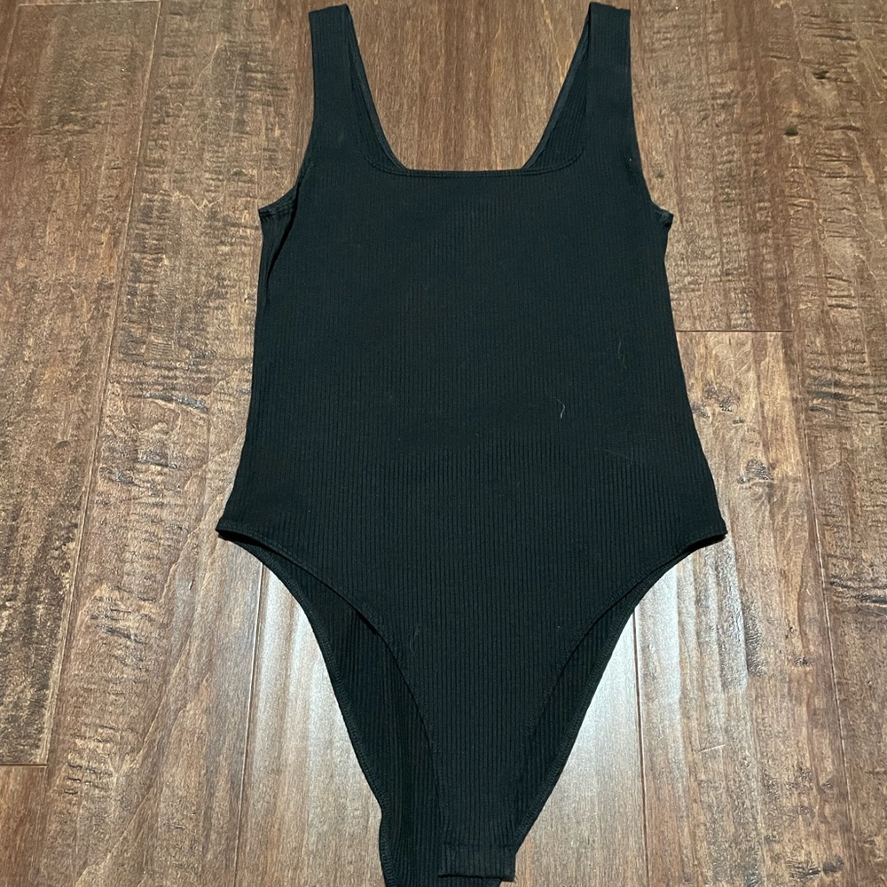 Black Square Neck Bodysuit
